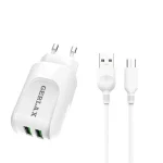 شارژر دیواری جرلاکس مدل GA-05 به همراه کابل تبدیل microUSB