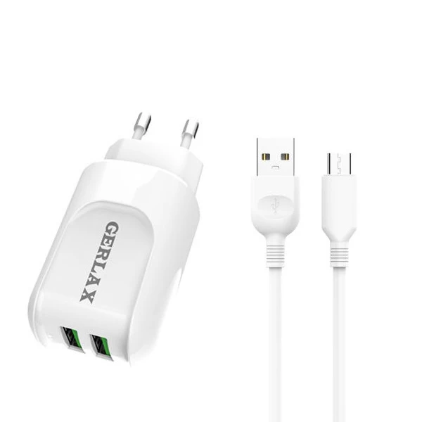 شارژر دیواری جرلاکس مدل GA-05 به همراه کابل تبدیل microUSB