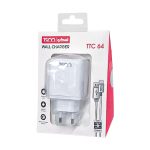 شارژر دیواری 18 وات تسکو مدل TTC 64 به همراه کابل USB-C