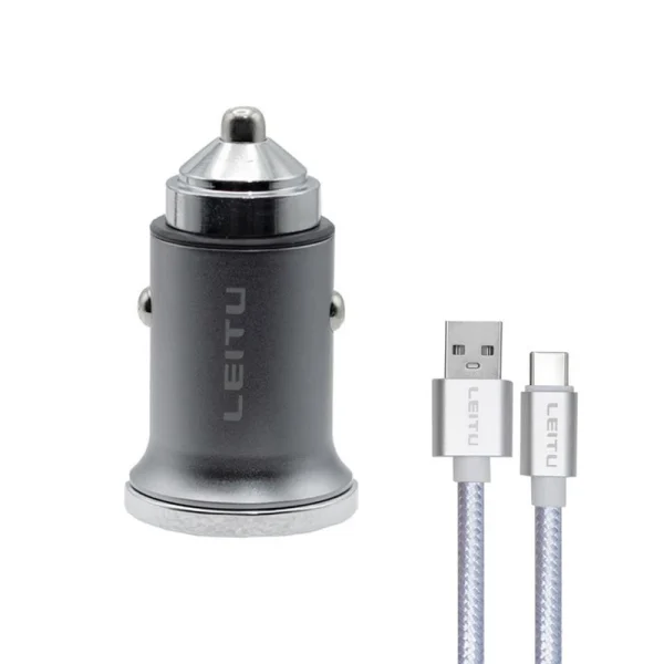 شارژر فندکی 38 وات لیتو مدل LC-C19 به همراه کابل تبدیل USB-C