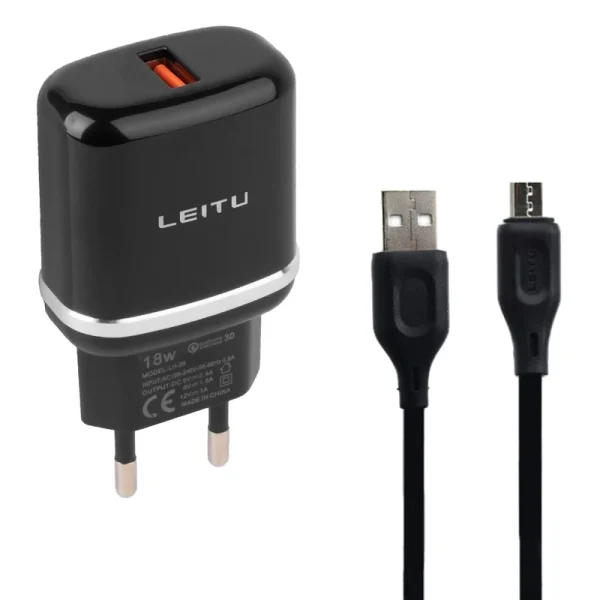 شارژر دیواری 18 وات لیتو مدل LH-26 به همراه کابل تبدیل microUSB