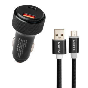 شارژر فندکی لیتو مدل LC-C18 به همراه کابل تبدیل MICRO USB